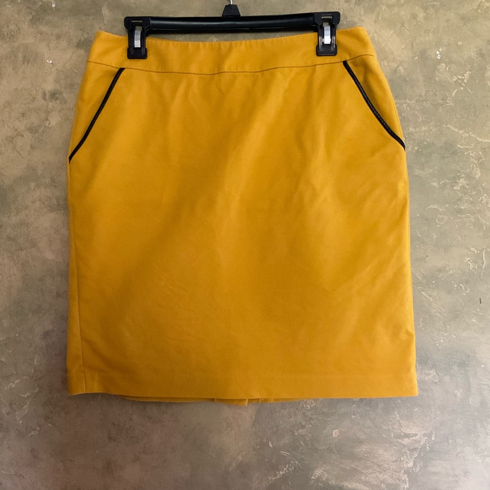 Sandro Mustard Yellow Leather Trim Skirt